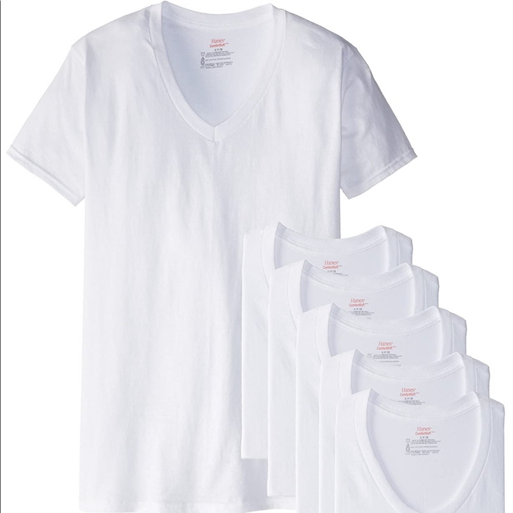 Hanes ComfortSoft Tagless V-Necks T-Shirts NWT